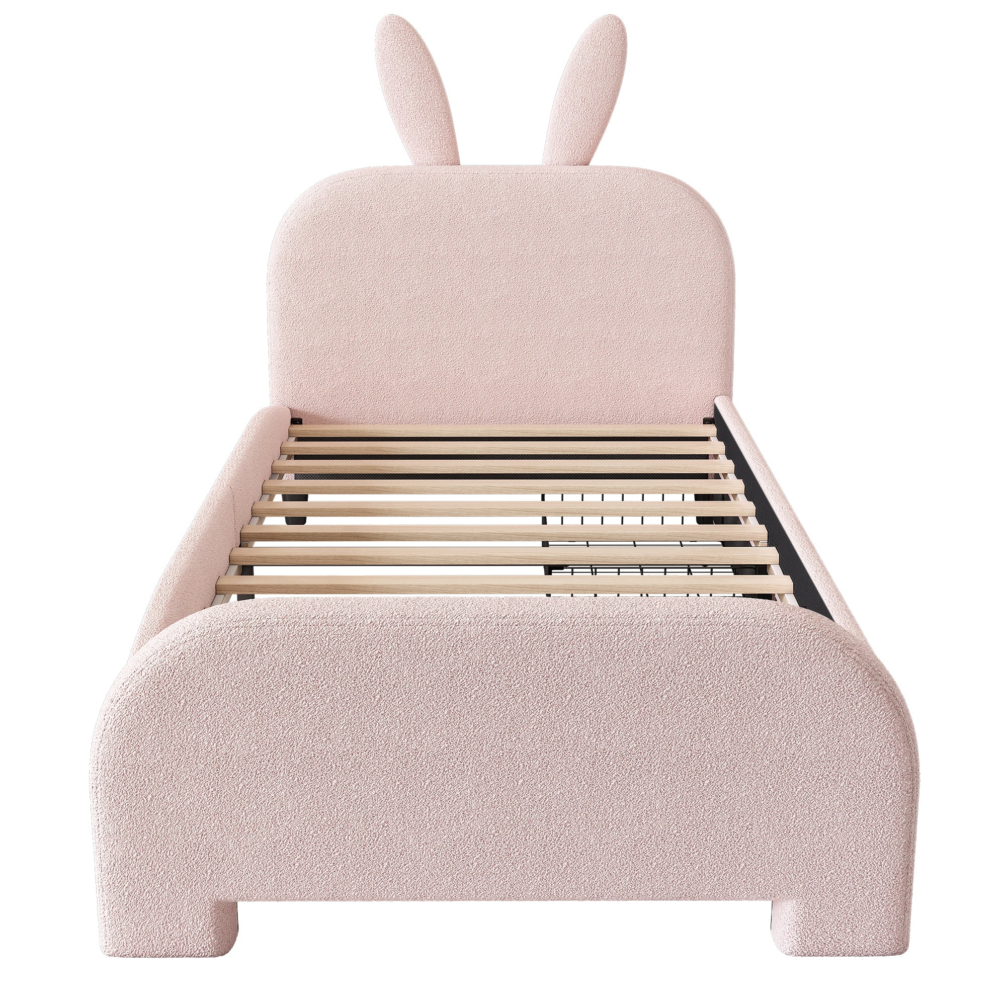 Flat Bed 90x200cm Cartoon Rabbit Shape 2 Drawers - Pink