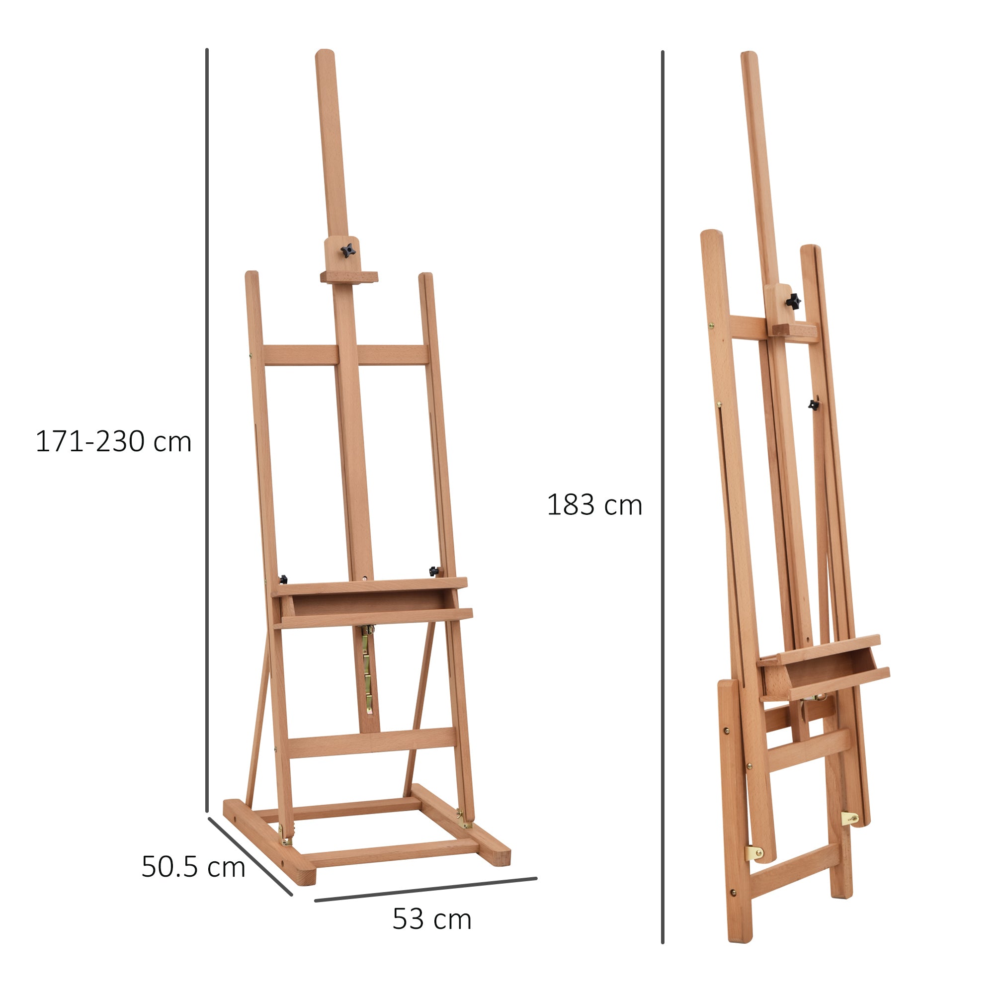 Vinsetto Easel, Adjustable with Storage, Beechwood
