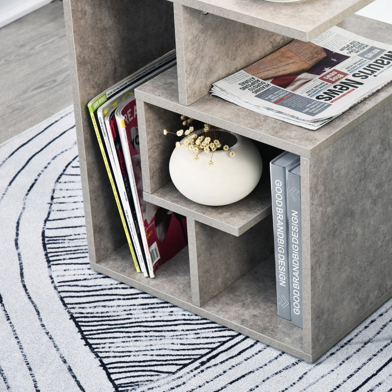 Side Table, 3 Tier End Table with Open Storage, Set of 2, Cement Colour