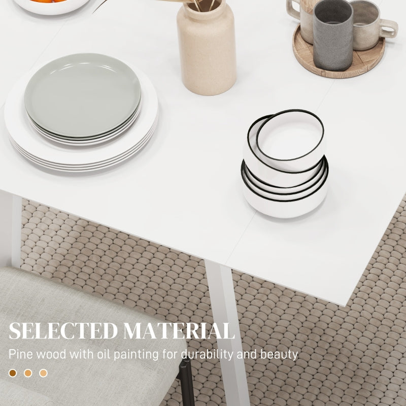 Solid Wood Folding Dining Table, Drop Leaf 2-4 People Small Space, White