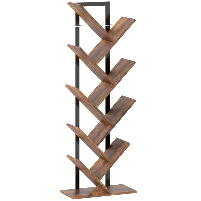Eight-Section Tree Bookcase, Unique Design Shelf, Wood-Effect