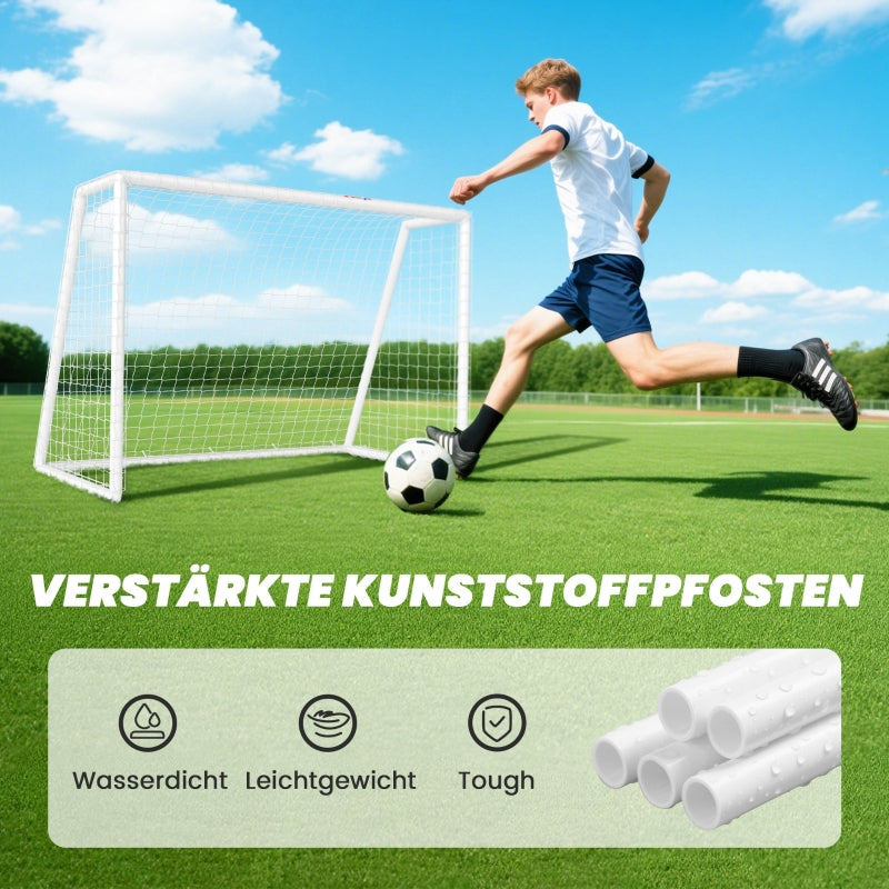 Football Goal with Sturdy Net and Plastic Frame, 180x92x124cm, White