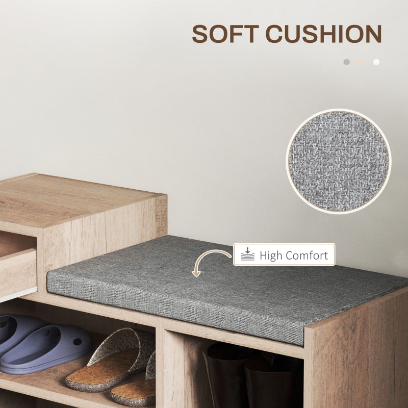 Multi-Compartment Shoe Bench with Seat, Grey