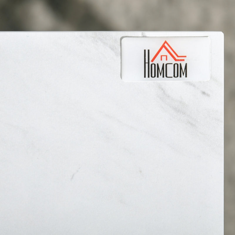 Modern Coffee Table Set of Two Nesting Side Tables, Marble-Effect Steel Frame White Black