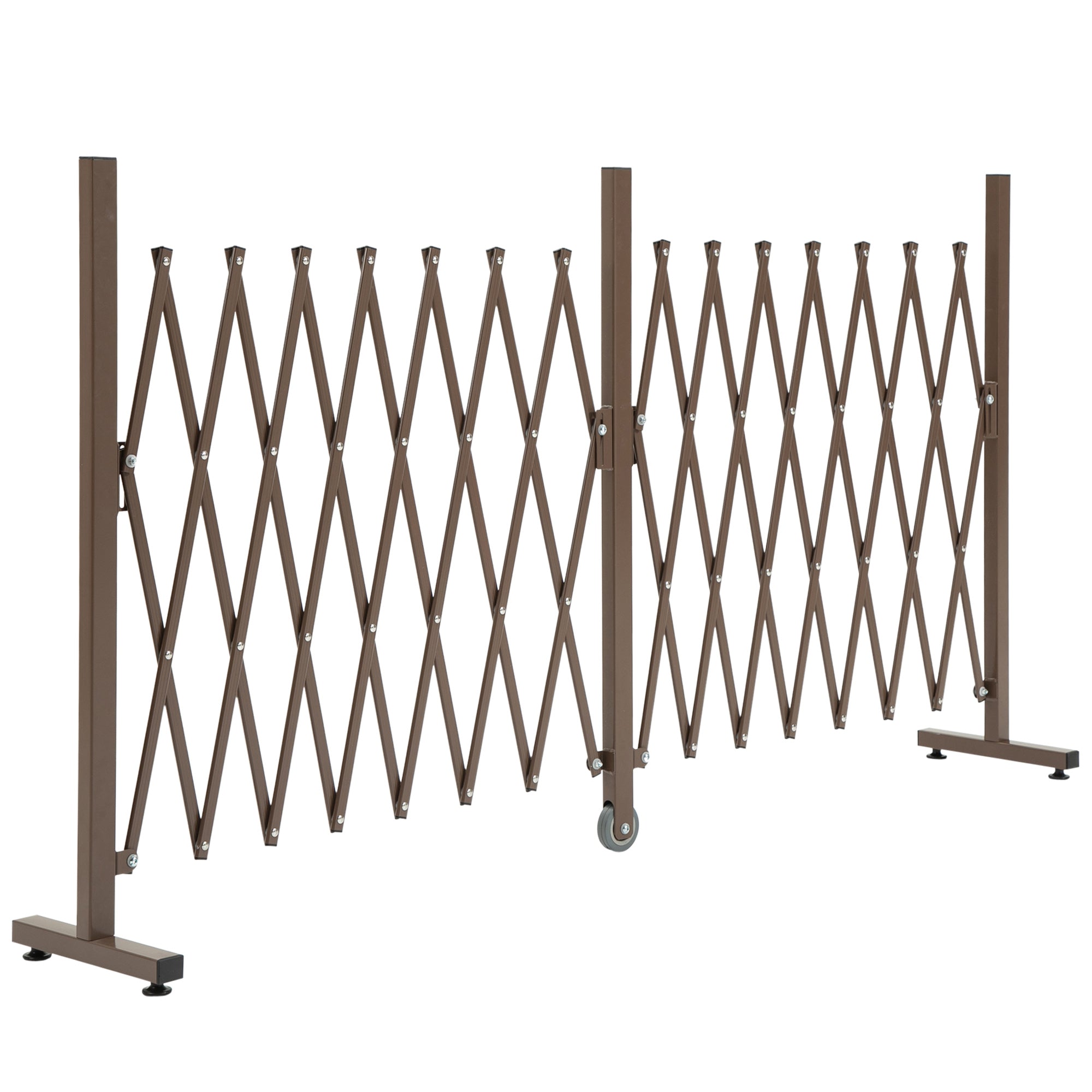 Extendable Scissor Gate/Barrier, 52-405cm Garden H103.5cm, Aluminum Brown