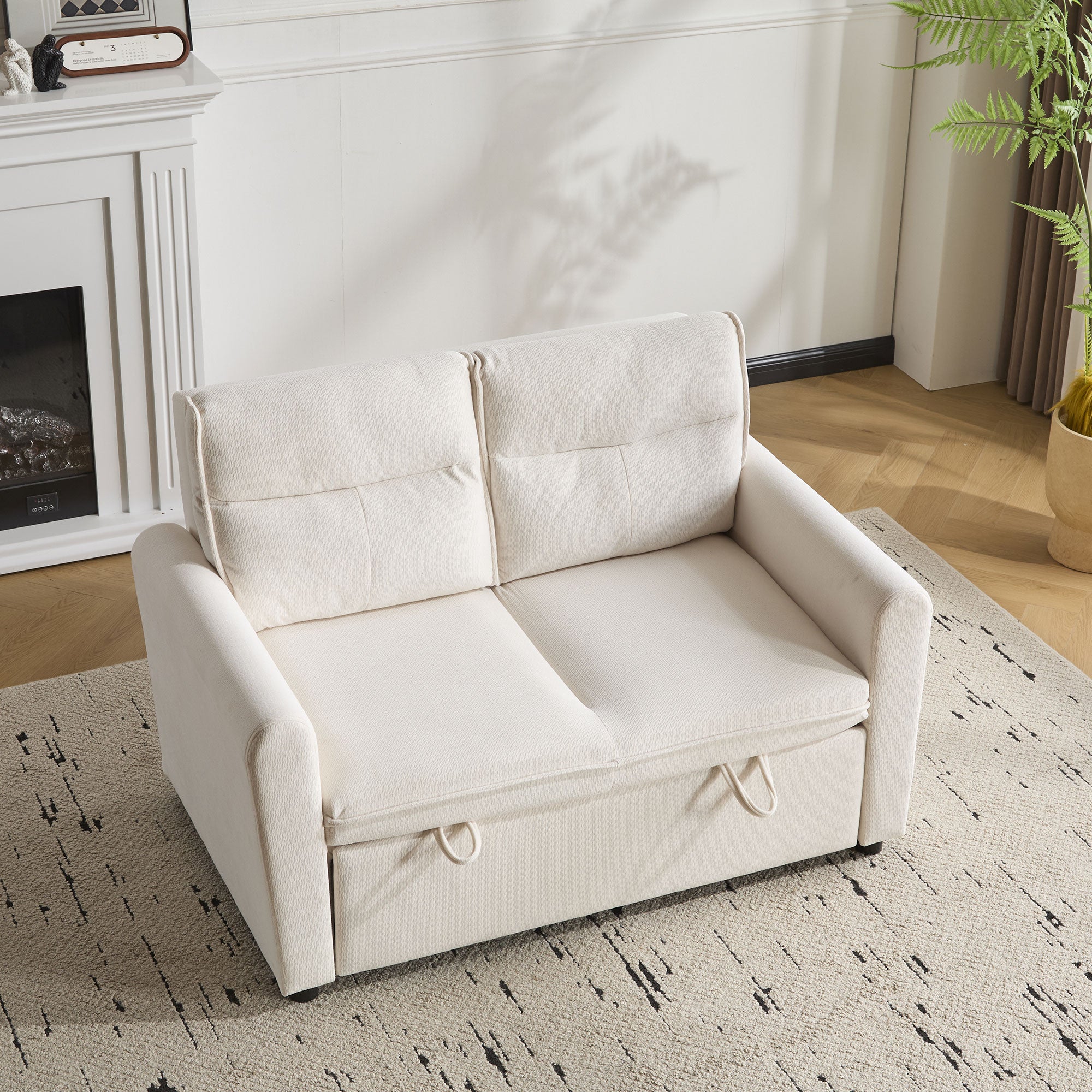 Sofa Bed, Modern 2-Seater Foldable with Pull-Out & Adjustable Backrest