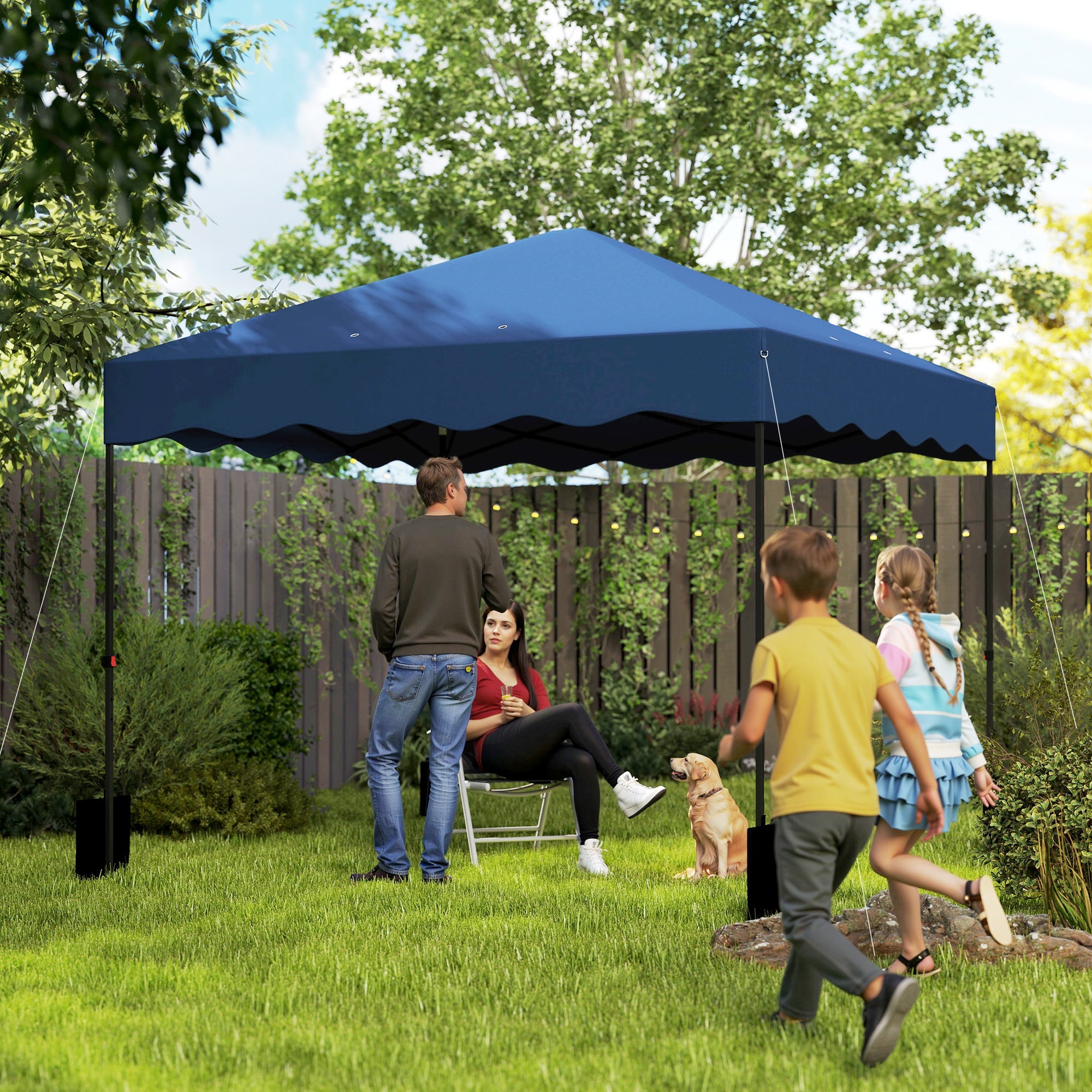 Gazebo 3x3m Pop-Up, Water-Repellent, UV Protection 50+, Dark Blue