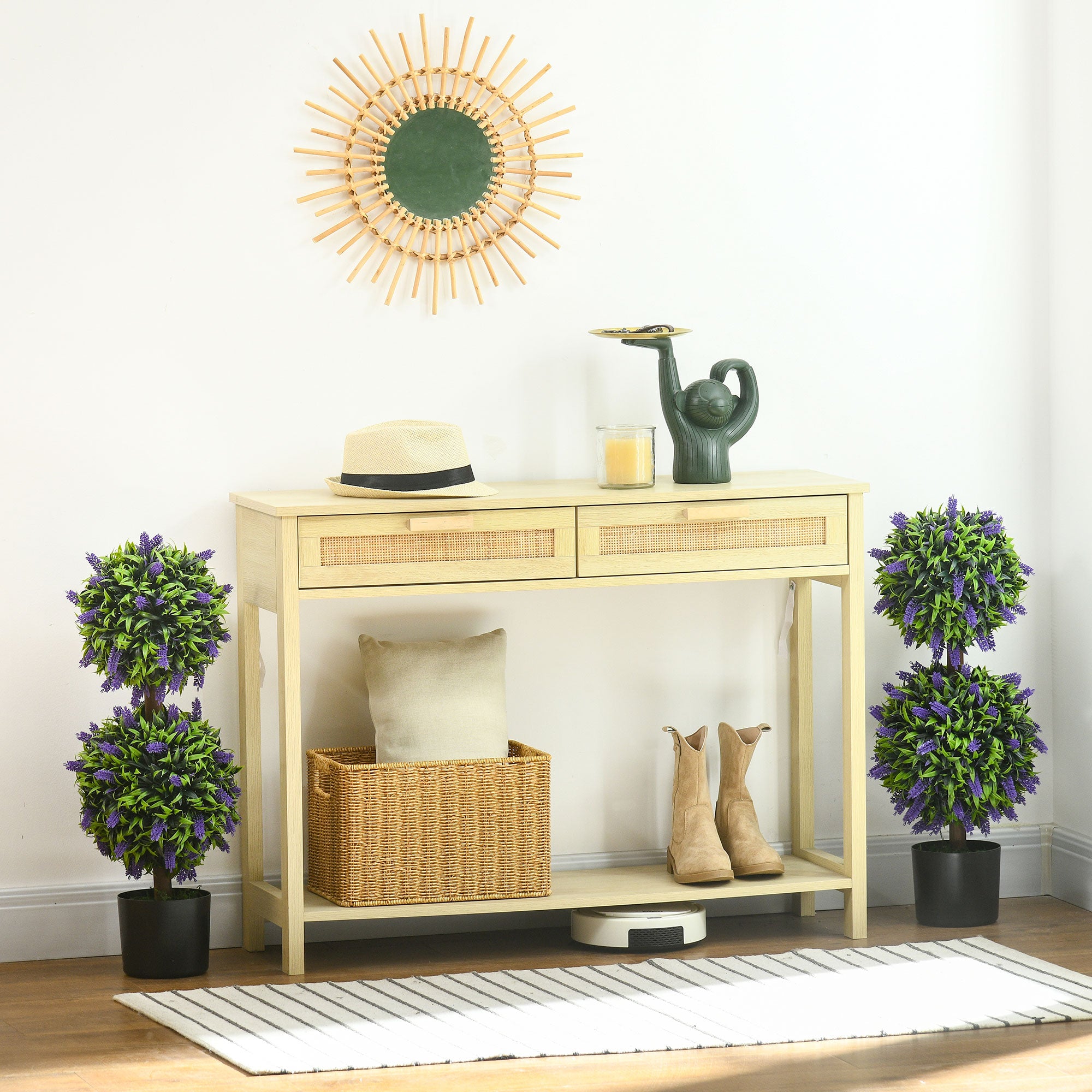 Artificial Plants, Lavender, Set of 2, 70 cm UV-resistant, Green