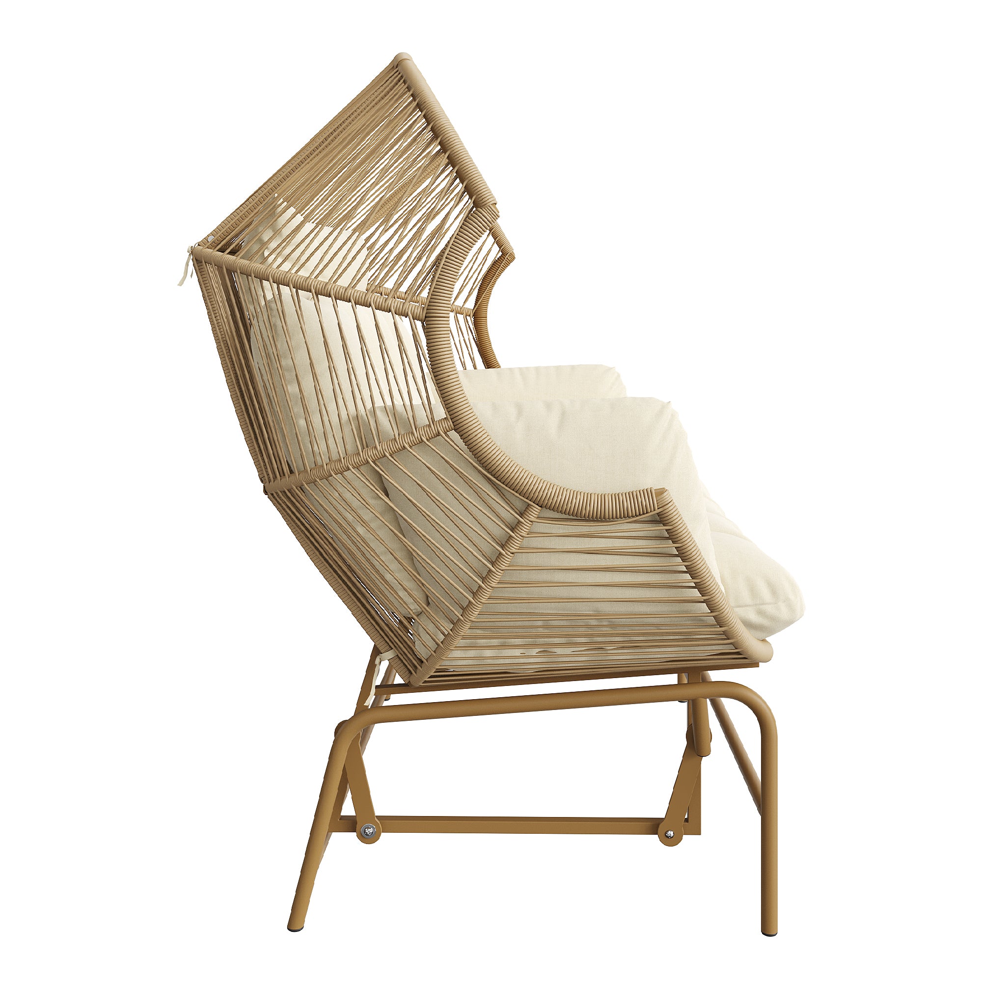 Garden Swing Egg Chair Double Outdoor Patio for Two Wood Color