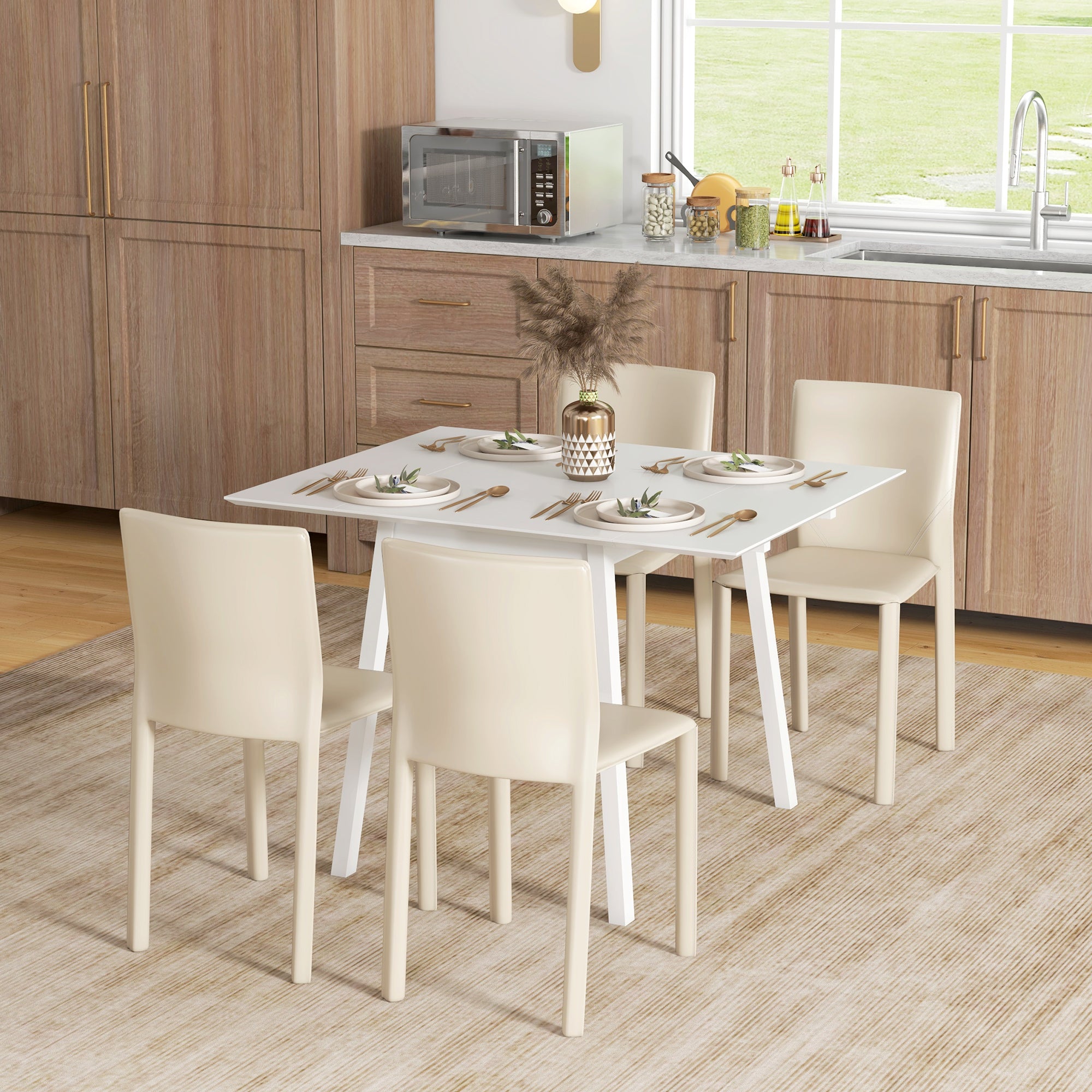 Folding Dining Table, 2-4 Person, Wooden, White
