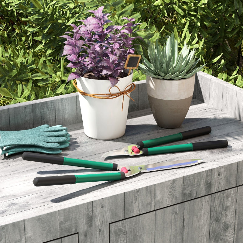 Garden Shears Set 2-piece, 40cm Pruning Shears and 51cm Hedge Shears, Metal Blades