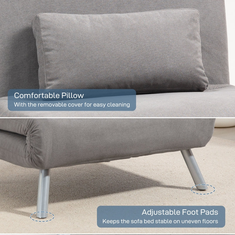 Single Chair Bed, Convertible Velvet-Feel, Grey