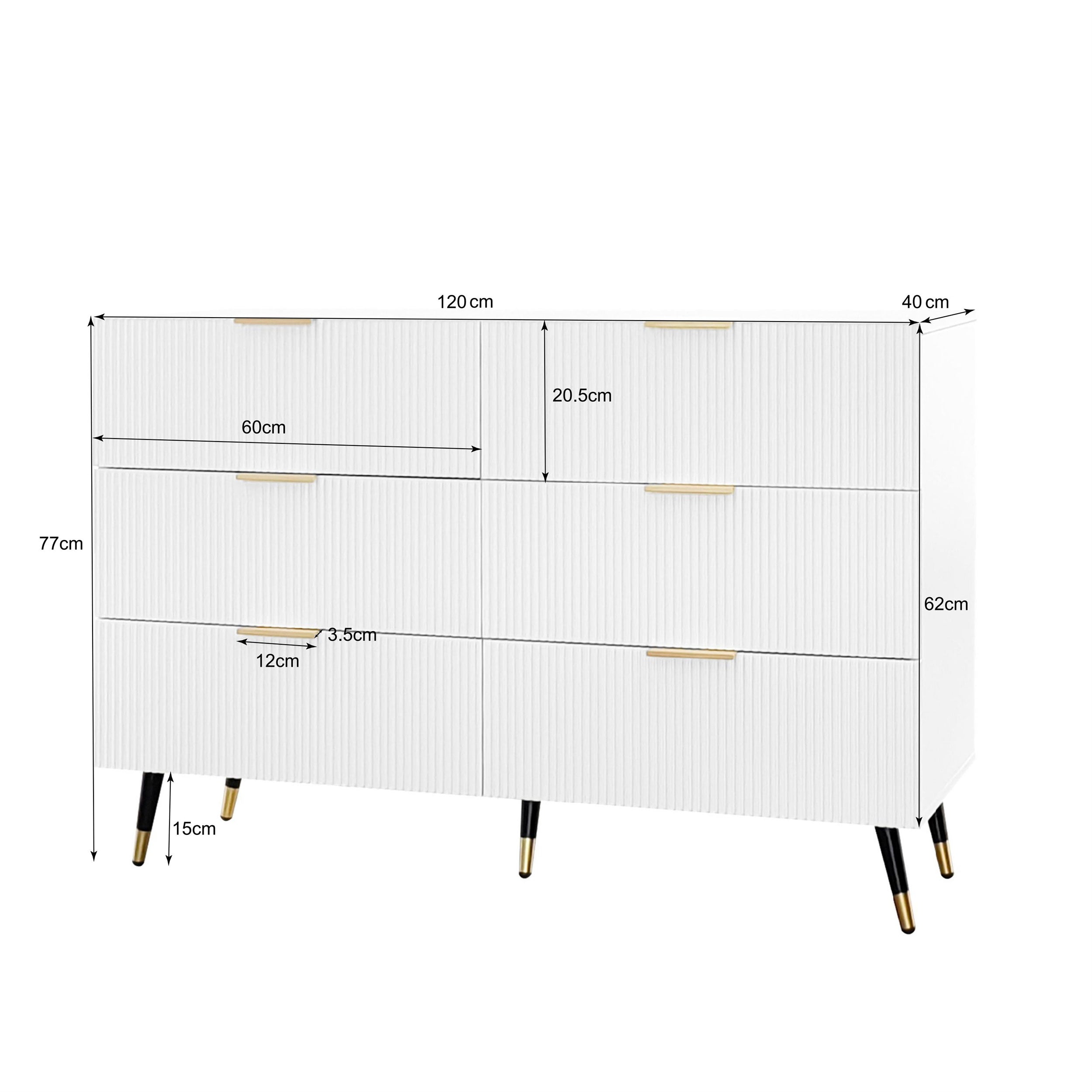 Sideboard - Modern Design Chest of Drawers, Golden Handles