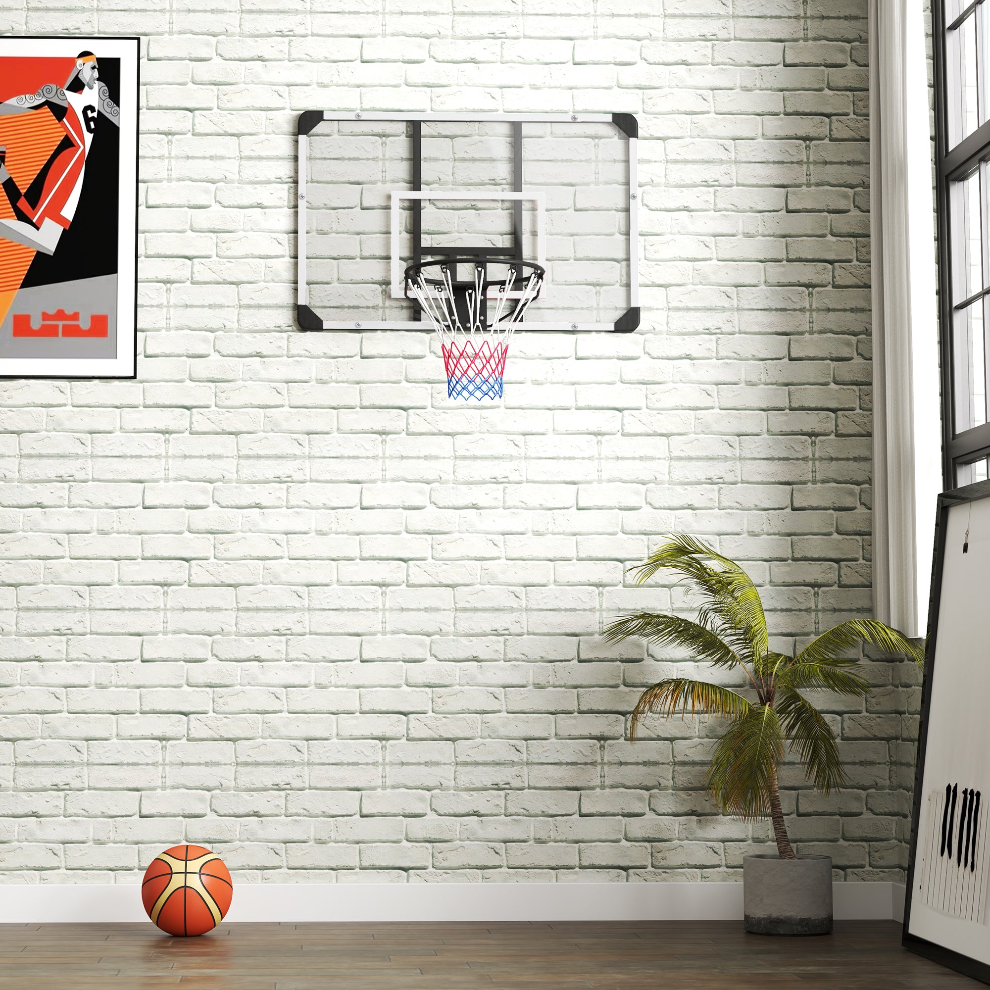Basketball Hoop Wall-Mounted 113x61x73cm Outdoor Steel, Black