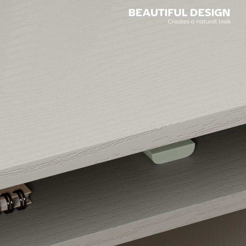 Modern Computer Desk, Small Writing Desk with Storage Shelf, Grey