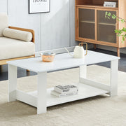 Side Table Modern Simple 110x55x42cm 2-Tier Storage White Wood Grain
