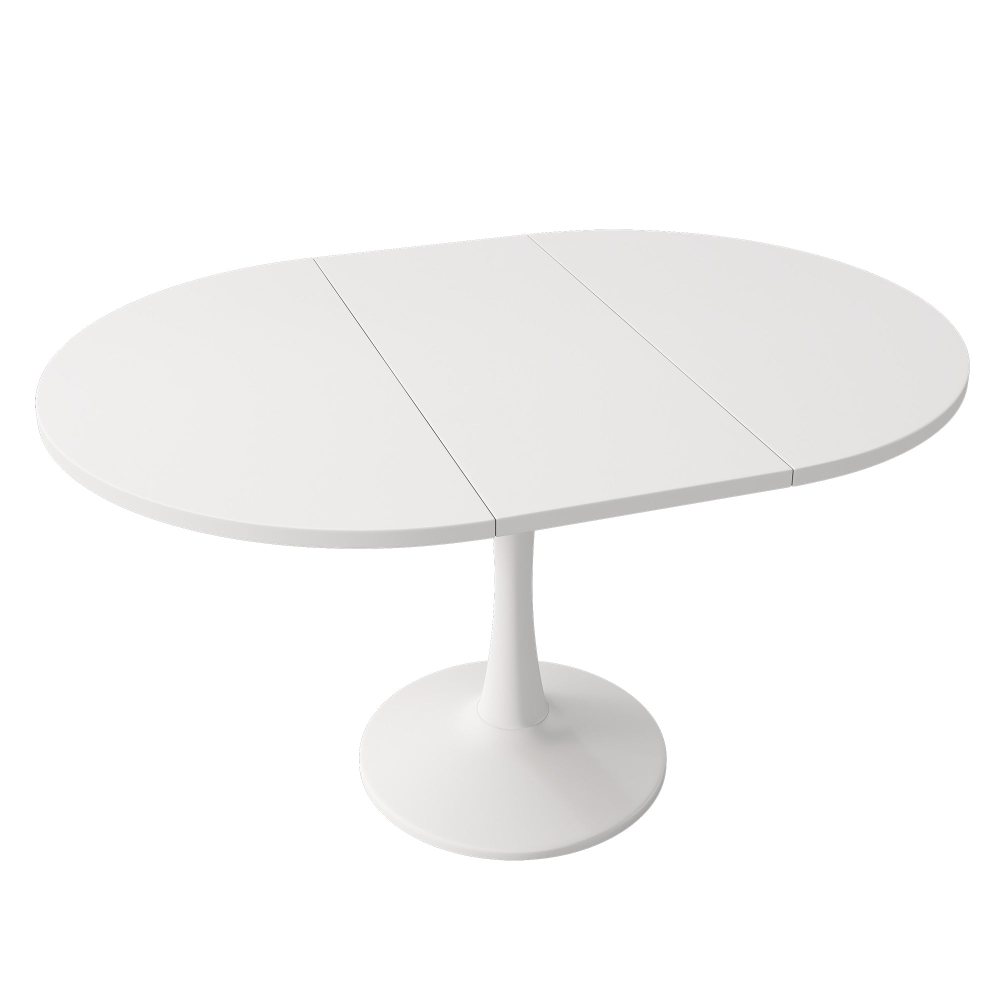 Extendable Dining Table Oval 100/140x100cm Modern Simple - White