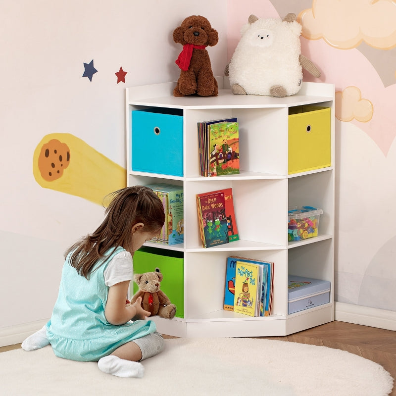 Children's Corner Shelf 3 Storage Boxes Toy Storage White