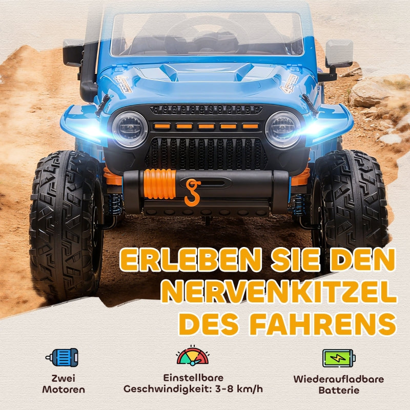 Electric Ride-on Car with Parent-Child Seat and 12V Battery, Blue