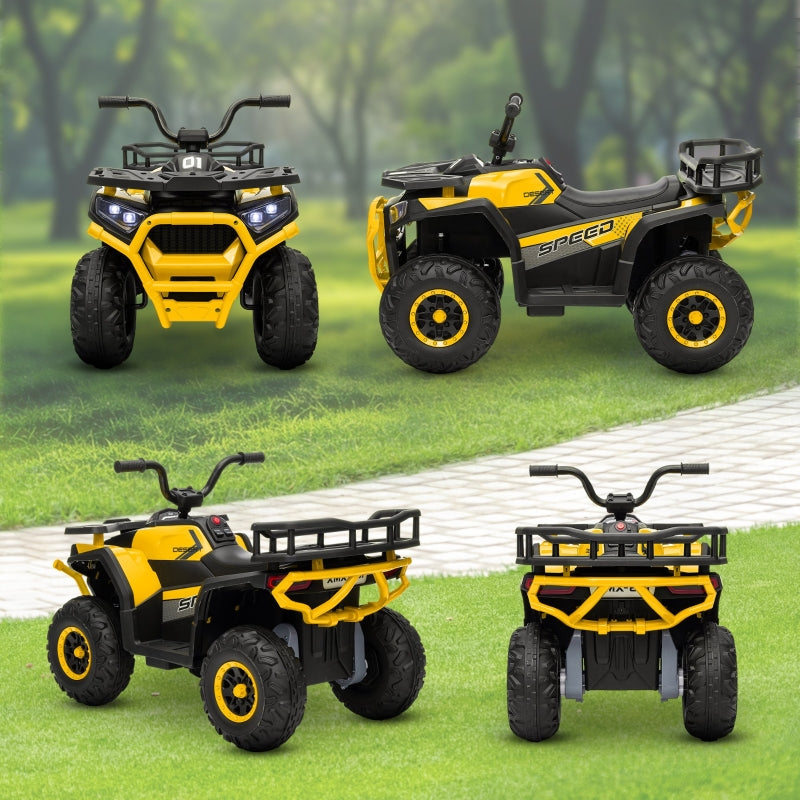 Kids Electric Ride on ATV, 12V Battery-Powered Quad Bike with Spring Suspension, Yellow