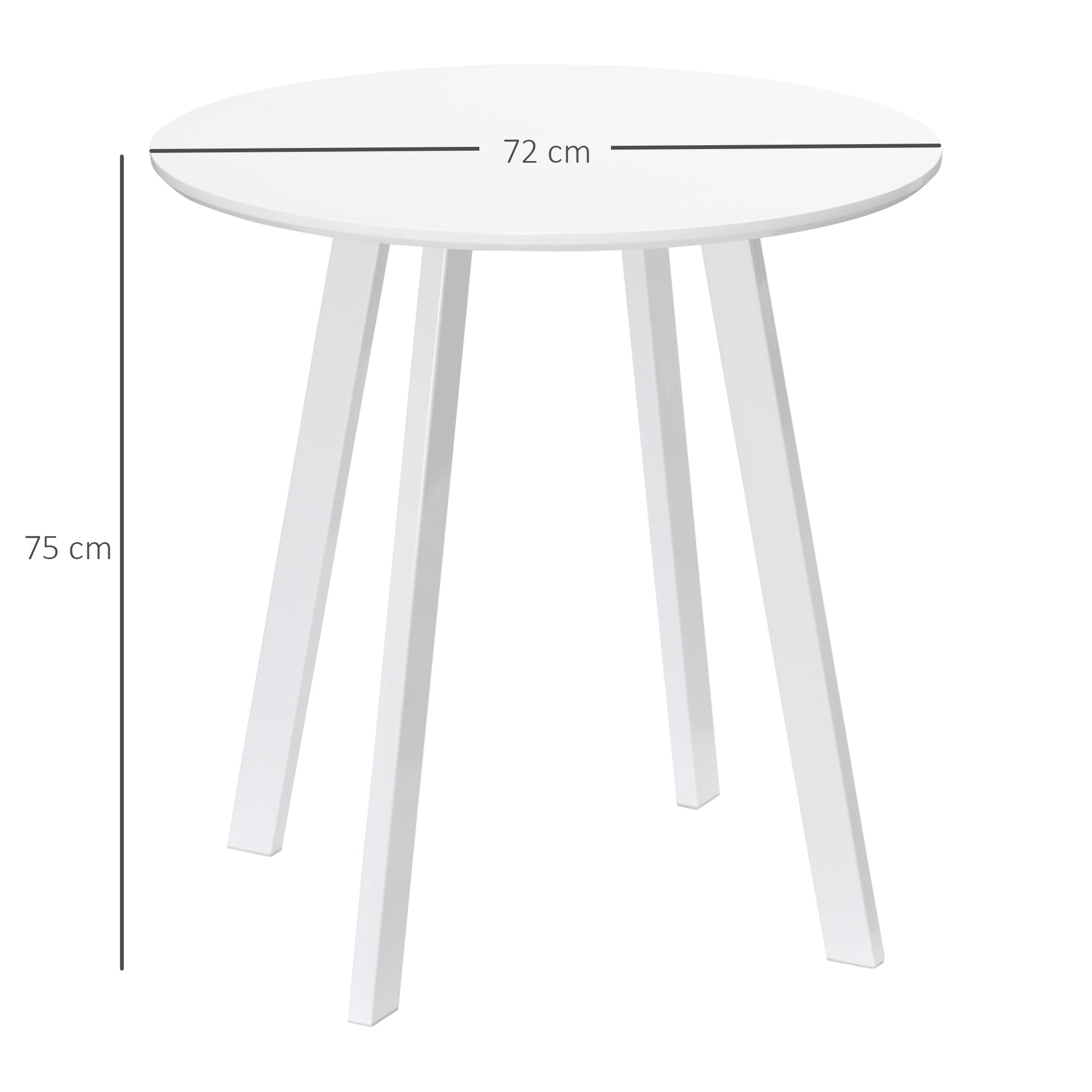 Dining Table Round Kitchen Side Room Angled Legs White 72x72x75cm