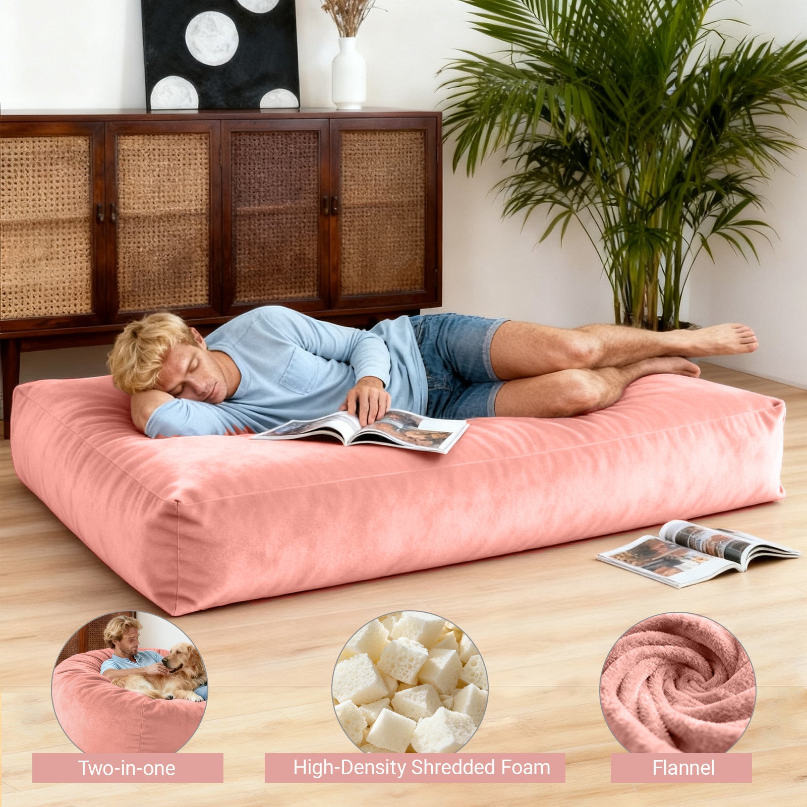 DBC-FENSE Convertible 2-in-1 Bean Bag Chair Bed Lounge Solution