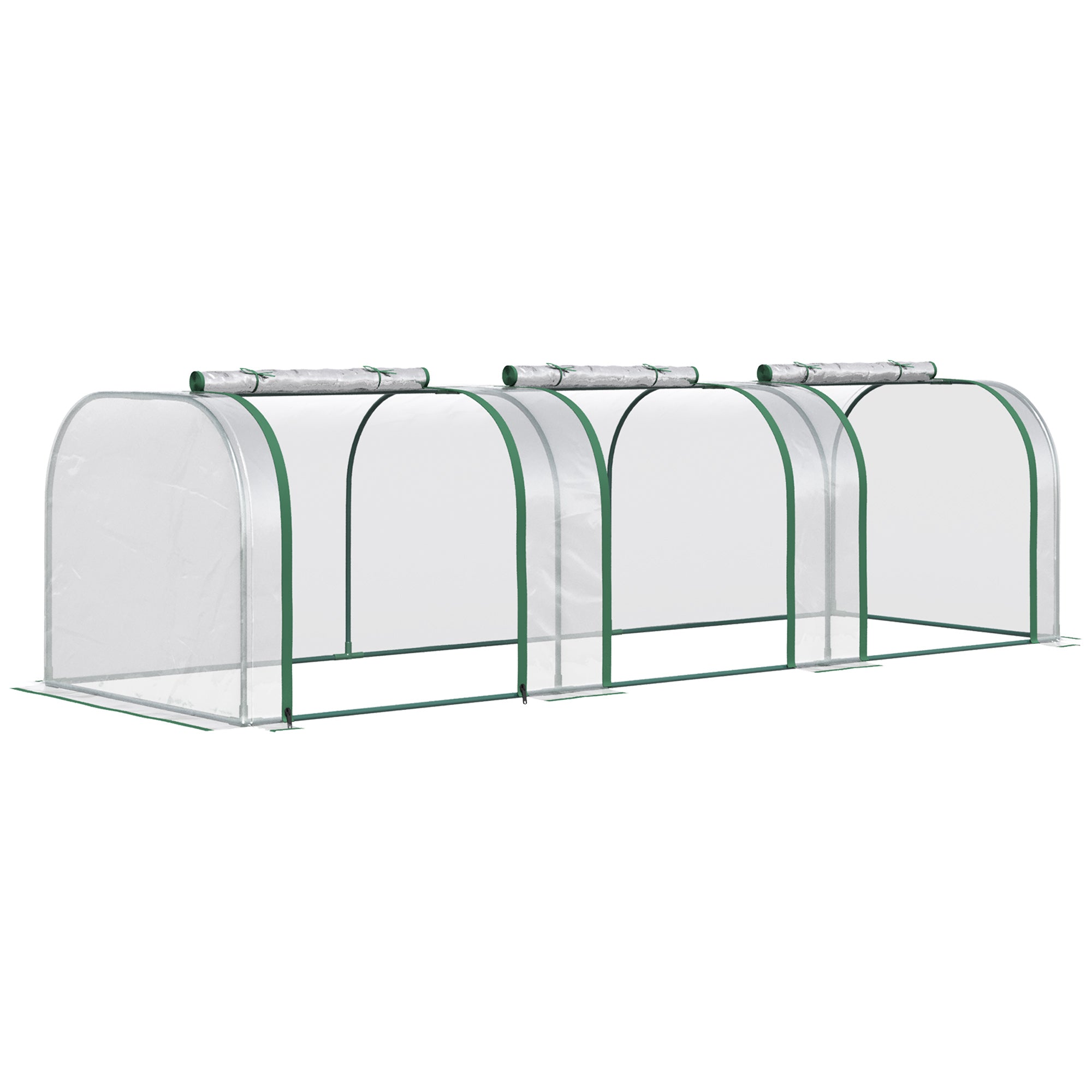 PVC Tunnel Greenhouse Grow House Steel Frame for Garden with Zipper Doors, Clear