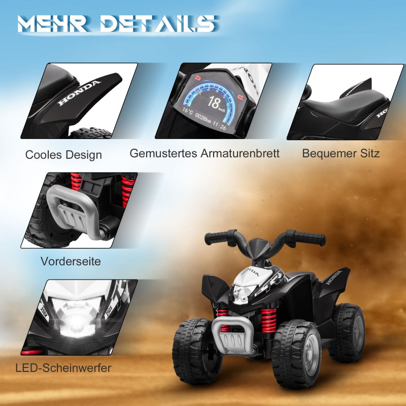 Electric Quad Bike for Kids with LED Headlights and 2.8 km/h Speed, Black