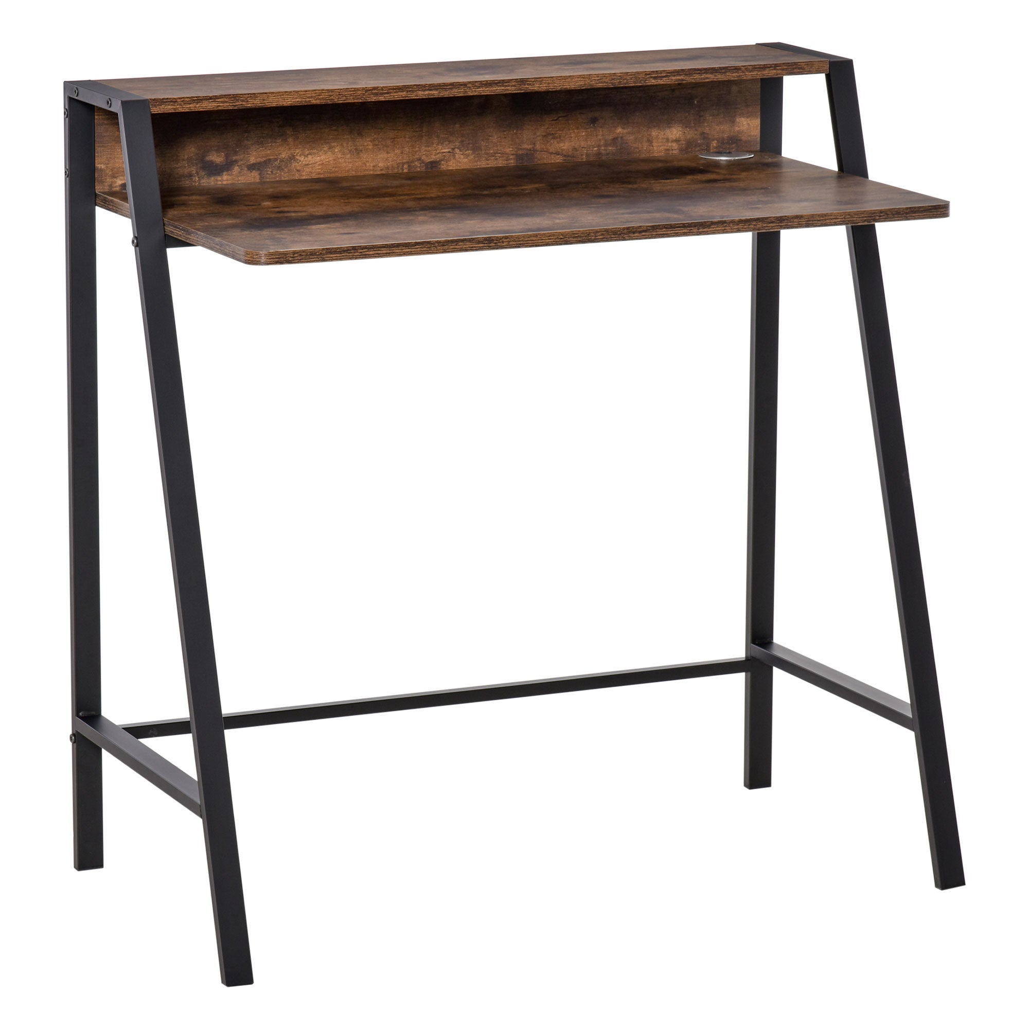 Writing Desk Computer Table Storage Shelf 84L x 45W cm Rustic Brown