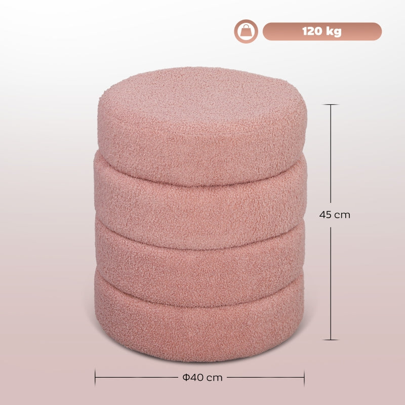 Stool round teddy fleece 120 kg pink