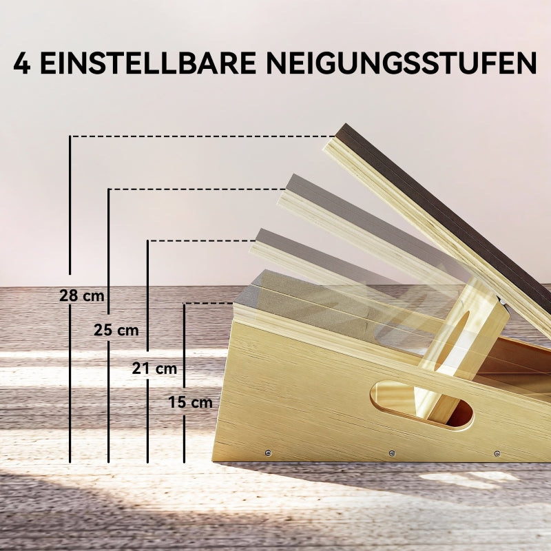 Inclined Board for Relief Exercises, 4 Adjustable Angles and Non-Slip, Wood