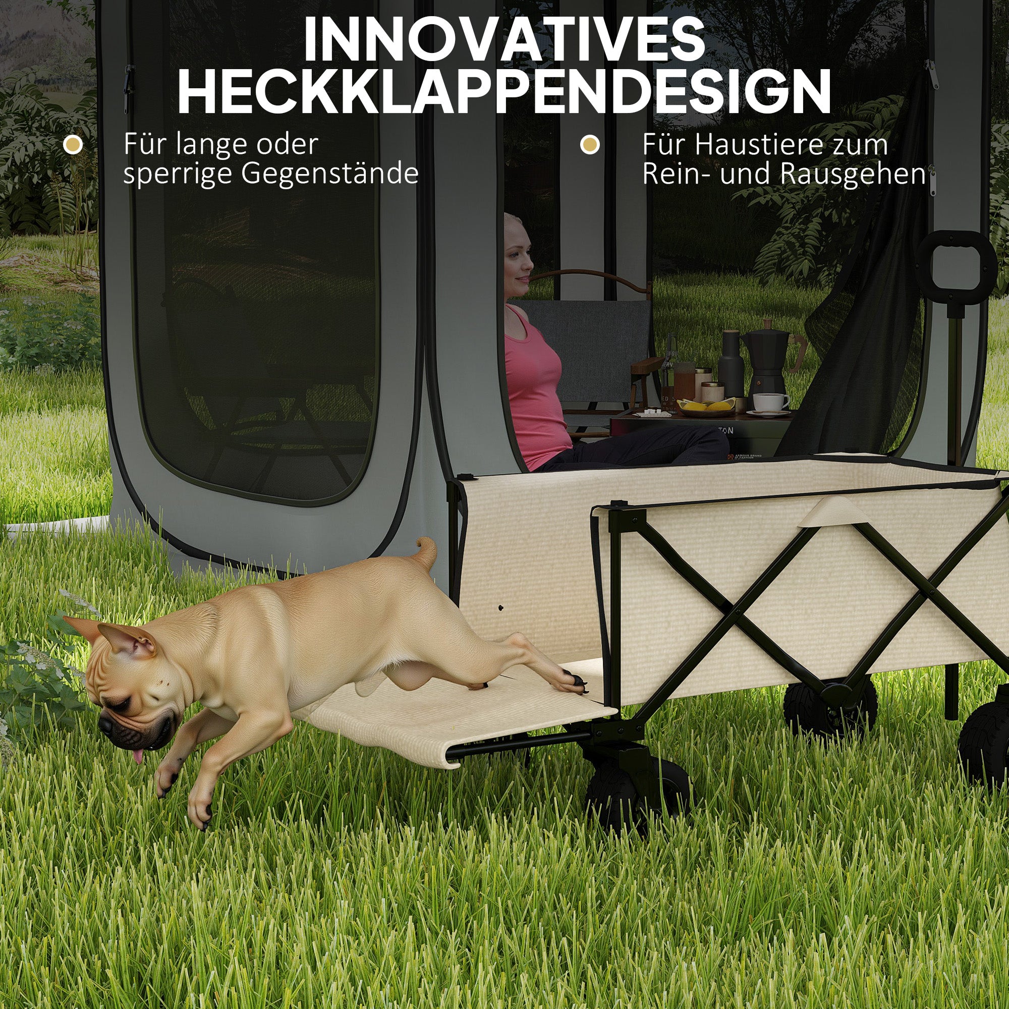 Garden Cart 100 kg, Foldable, 138 Liters, Beige