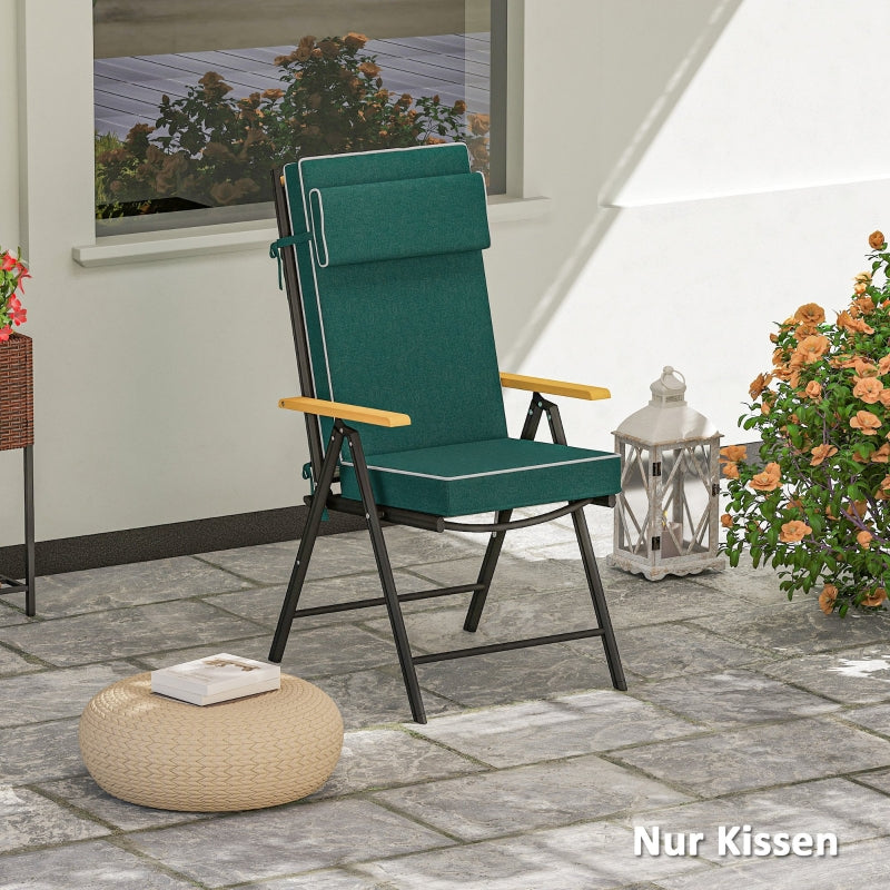 Seat Cushion 120 x 47 x 9.5 cm Water-Repellent with Ties, Headrest, UPF50+ Green