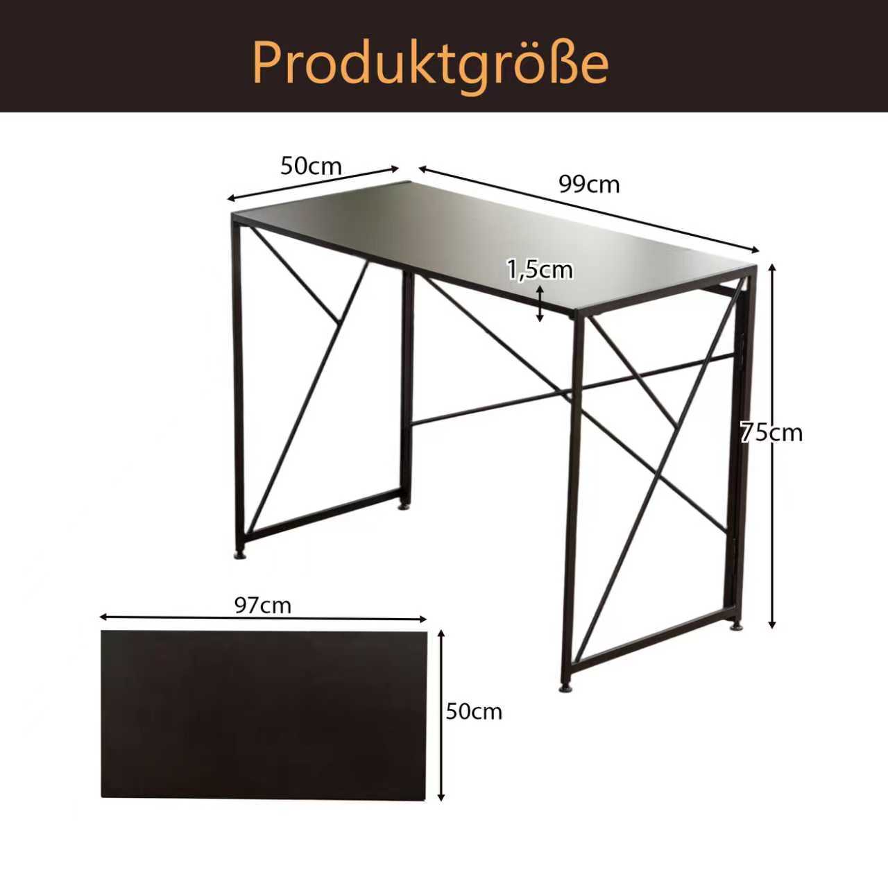 Desk - Fully Assembled, Foldable & Space-Saving - Black