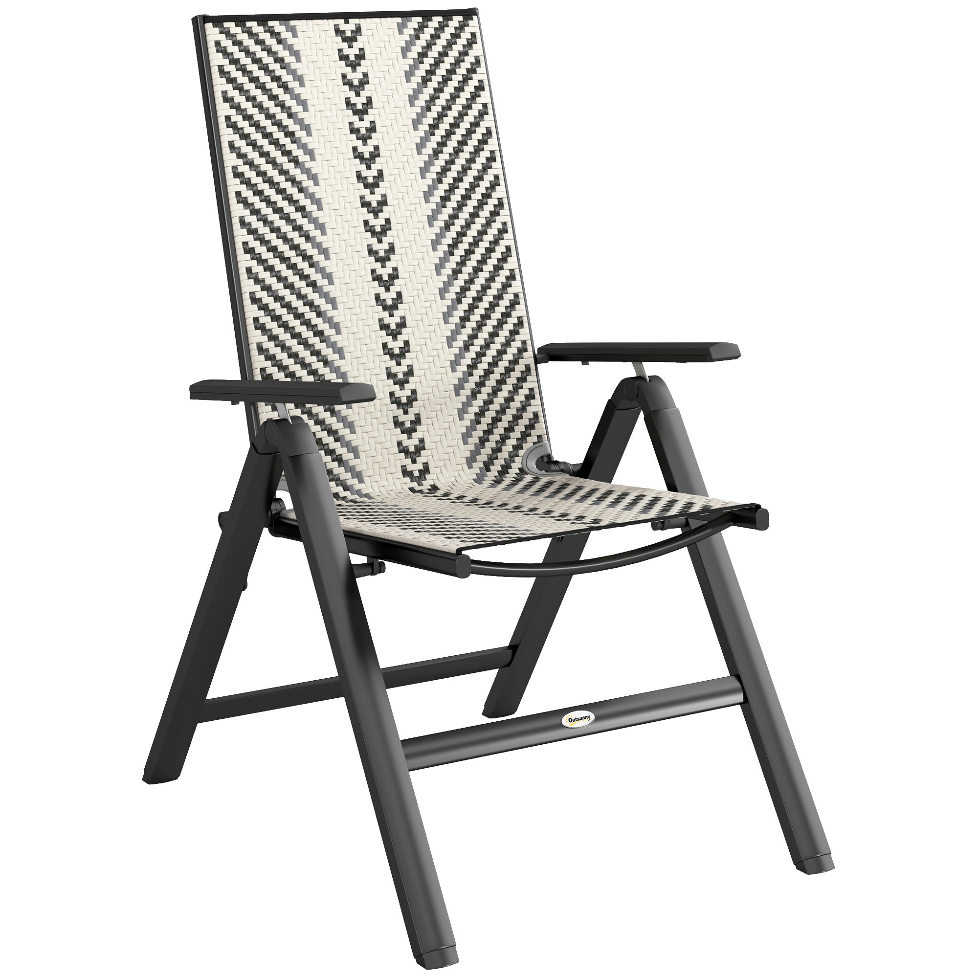 Rattan Garden Chairs Reclining Folding Grey