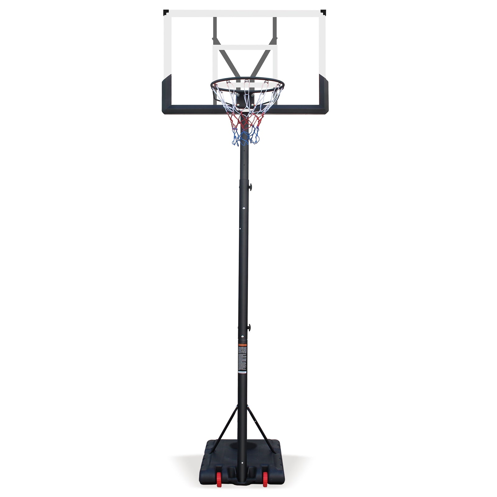 Outdoor Basketball Hoop with Height Adjustment and Rust-Proof Coating, White Silk-Screen Design