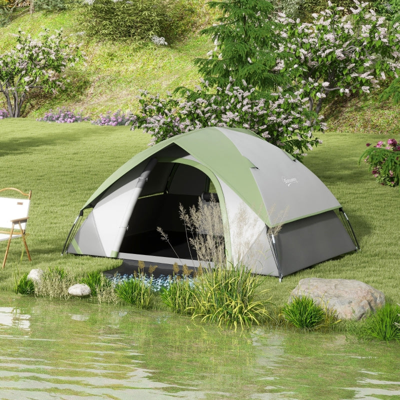 Two Man Single Room Dome Tent, with Accessories, Green/Grey