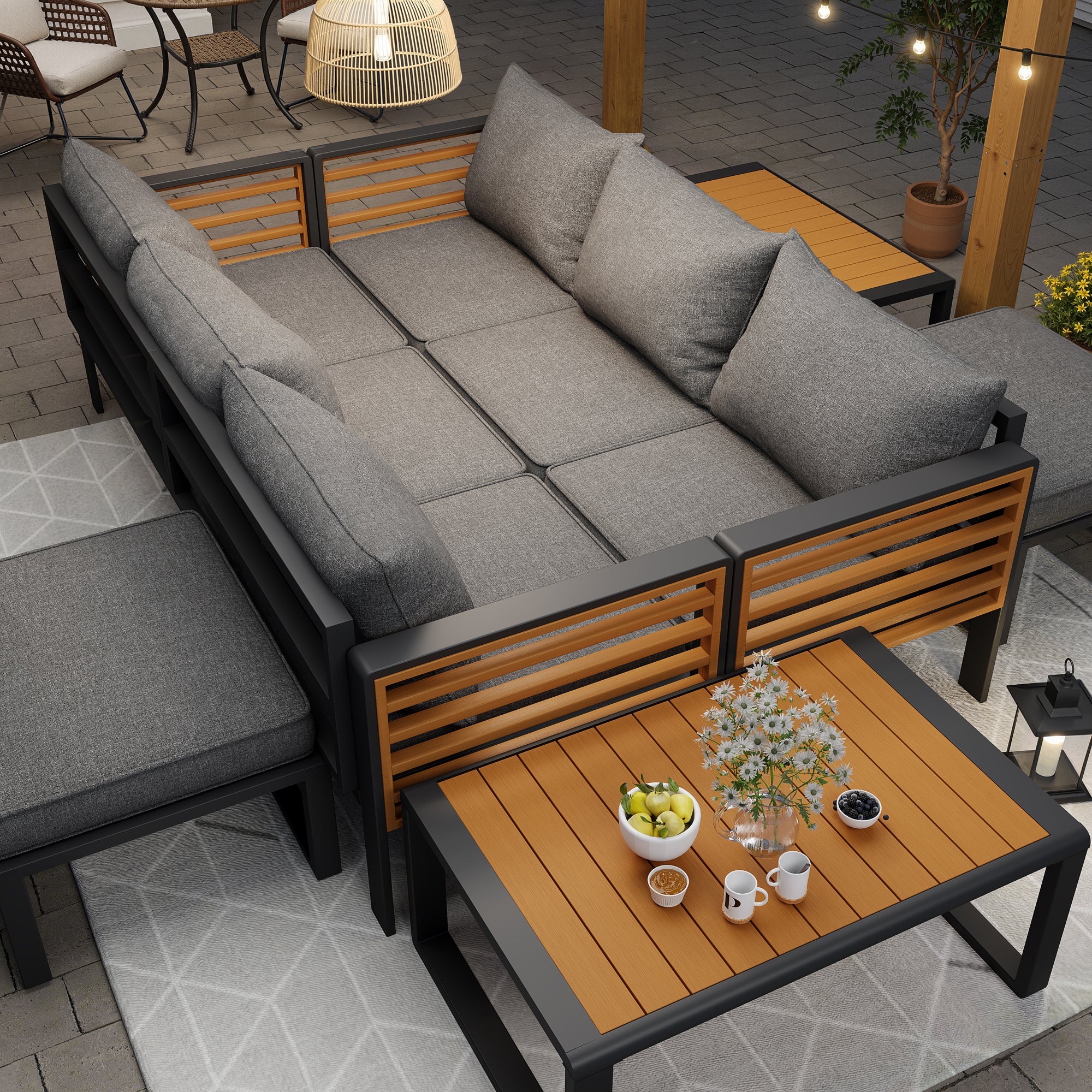 Garden Lounge Set 6-8 Seater Outdoor Sofa - Galvanized Iron Frame