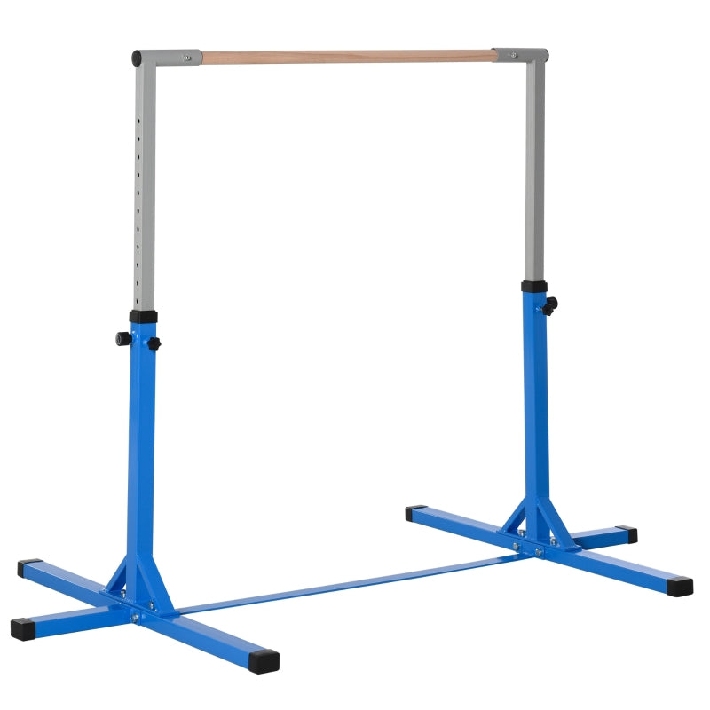 Gymnastics Bar with 13-Level Height Adjustment and Wooden Steel Construction, Blue