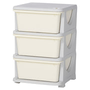 Children's Storage Boxes, 3 Large Drawers, Cream White Plastic