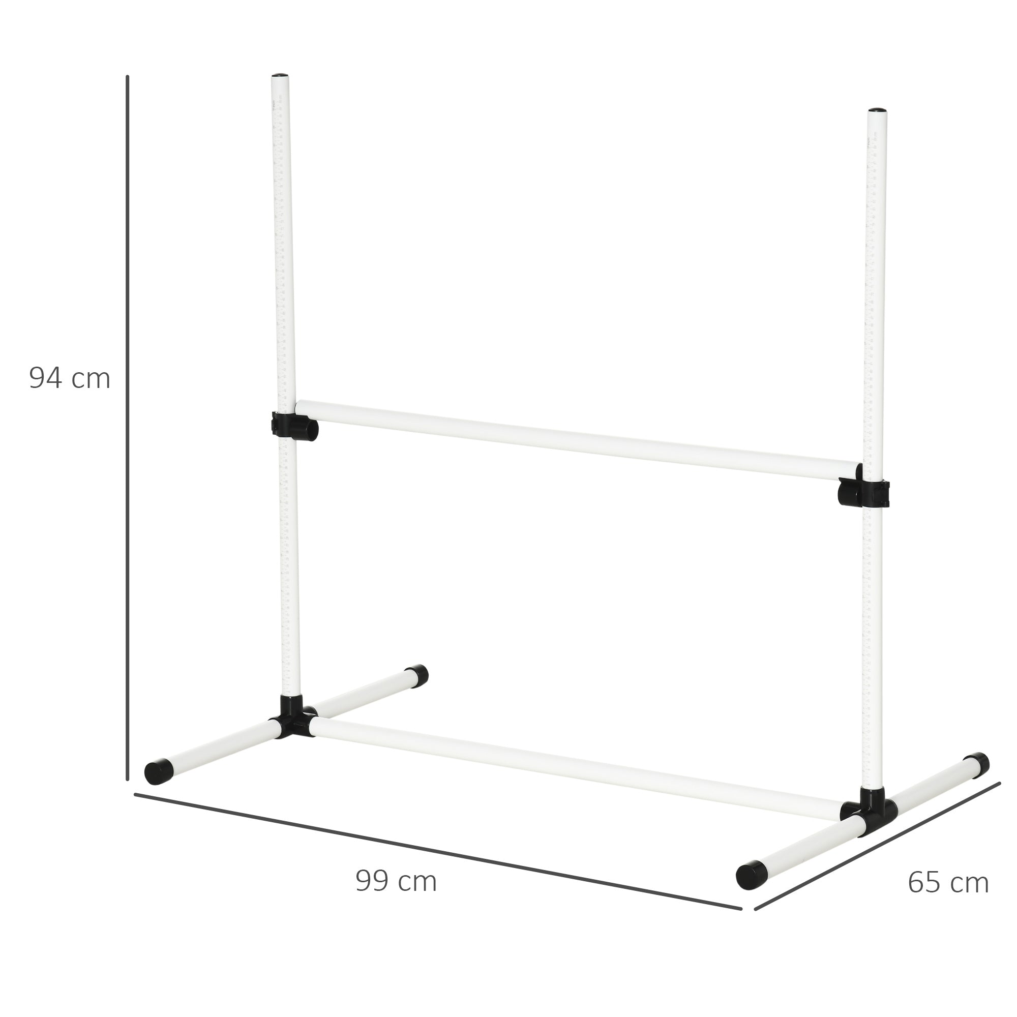 Agility Hurdle Set, 4 Hurdles Slalom Poles, Plastic White