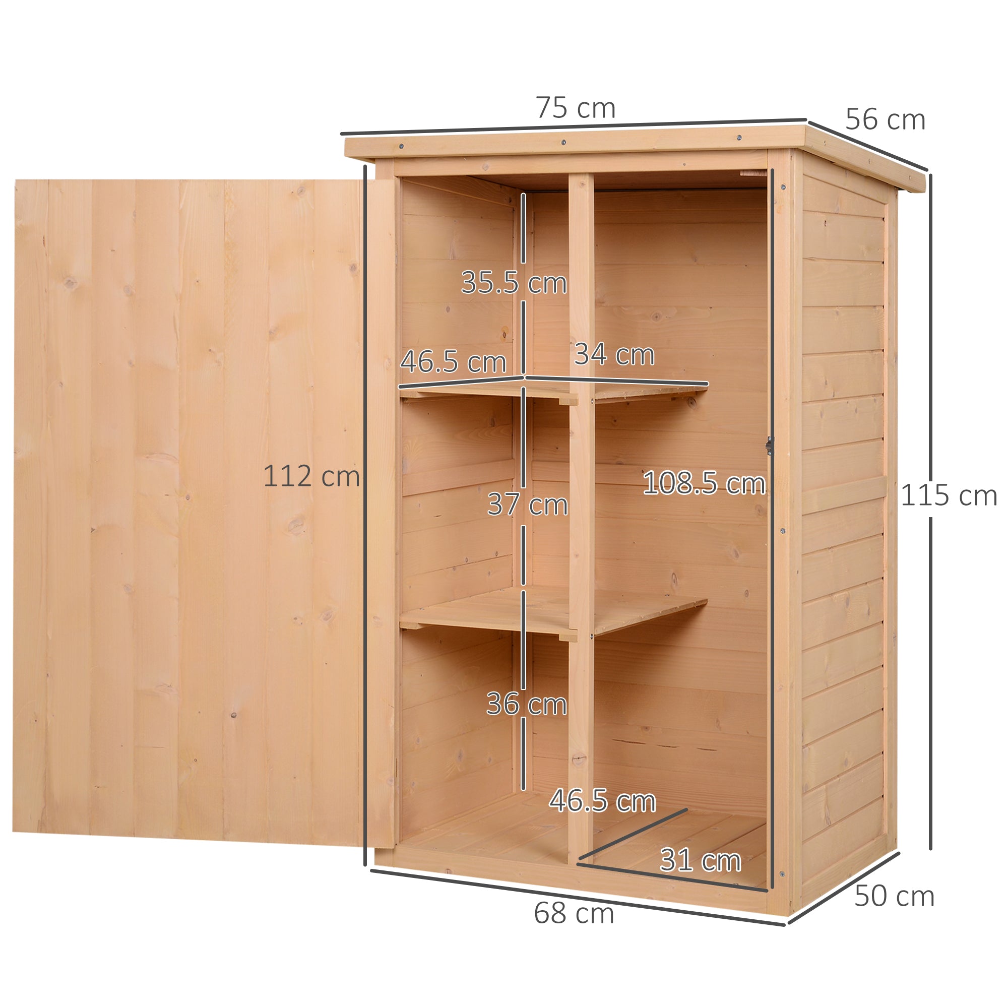 Garden Shed Tool Shed with Shelves Fir Natural Wood