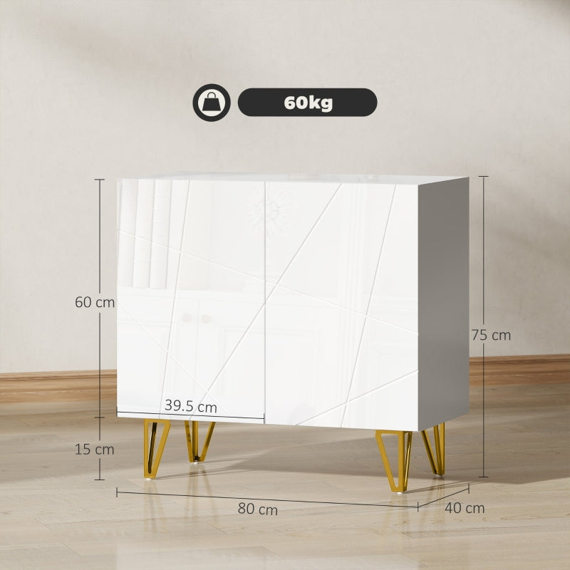 Modern Luxe Sideboard, High Gloss with Hairpin Legs - White