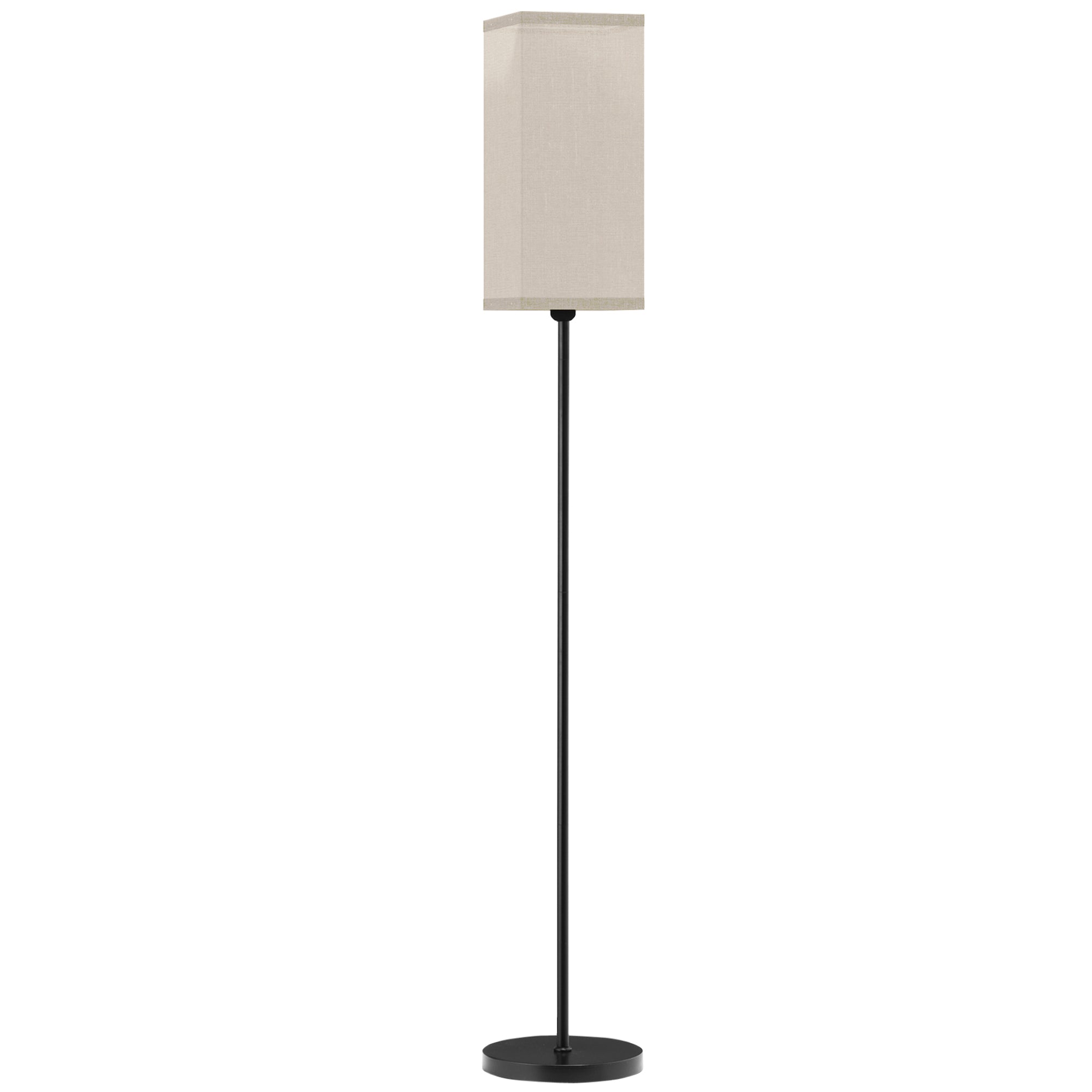 Floor Lamp, Foot Switch, Linen-Look Shade, Black
