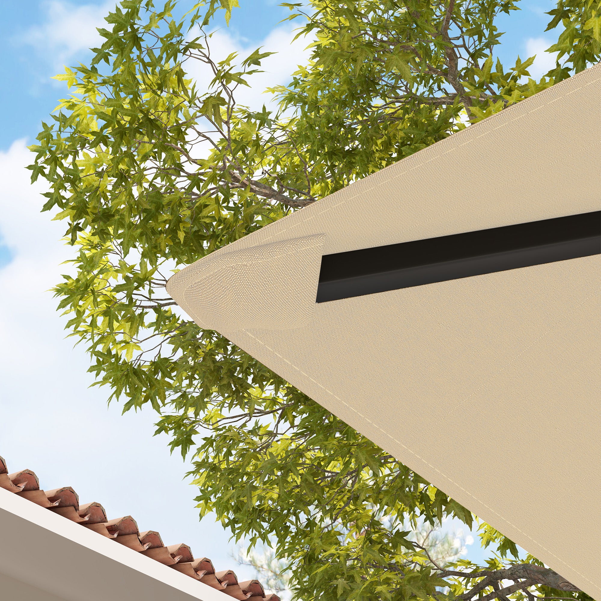 Gazebo Canopy Replacement Cover 3x3m Drain Holes Water Resistant Beige