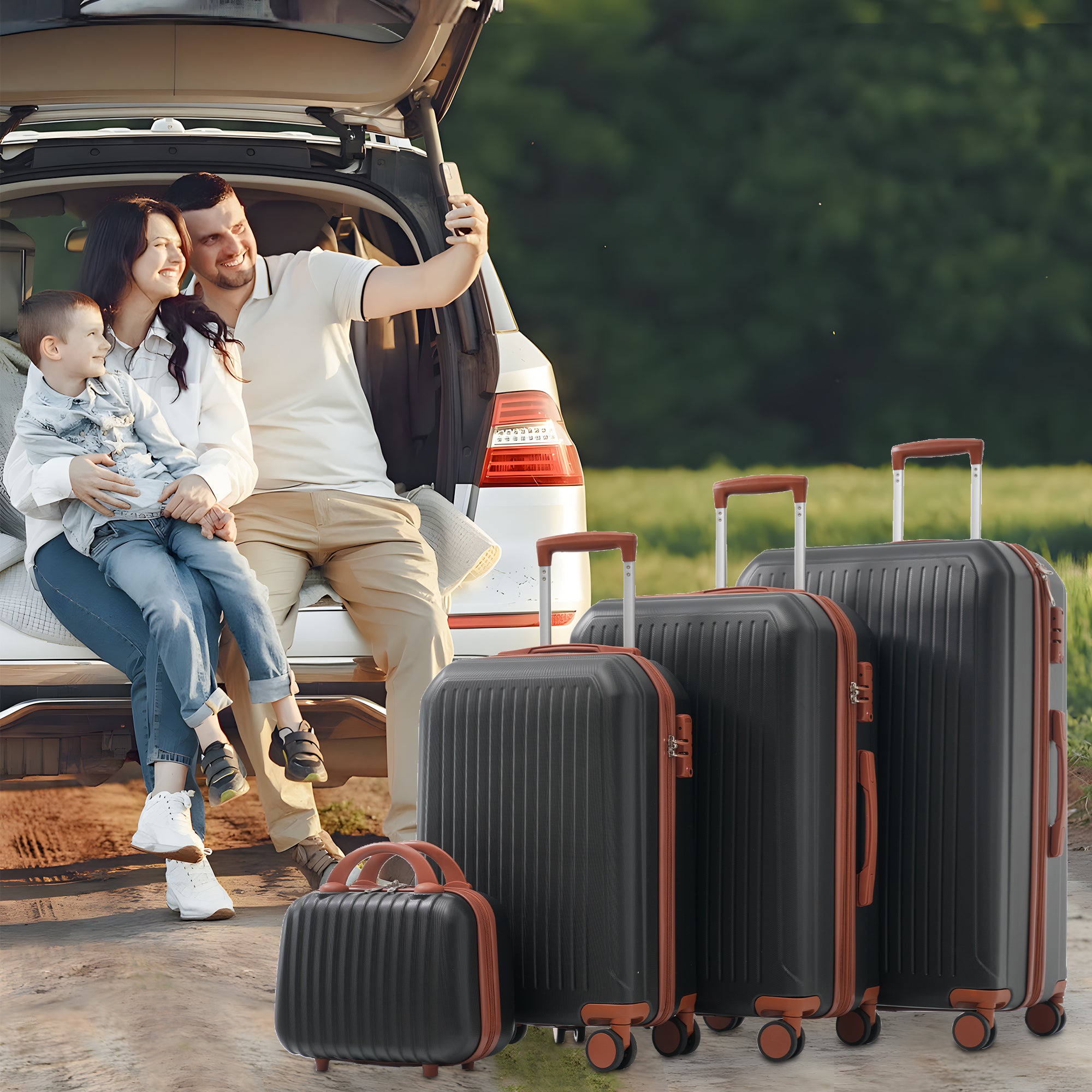 S&M&L&XL Luggage Set Hard Shell 360° Double Wheels TSA Lock Metal Handles