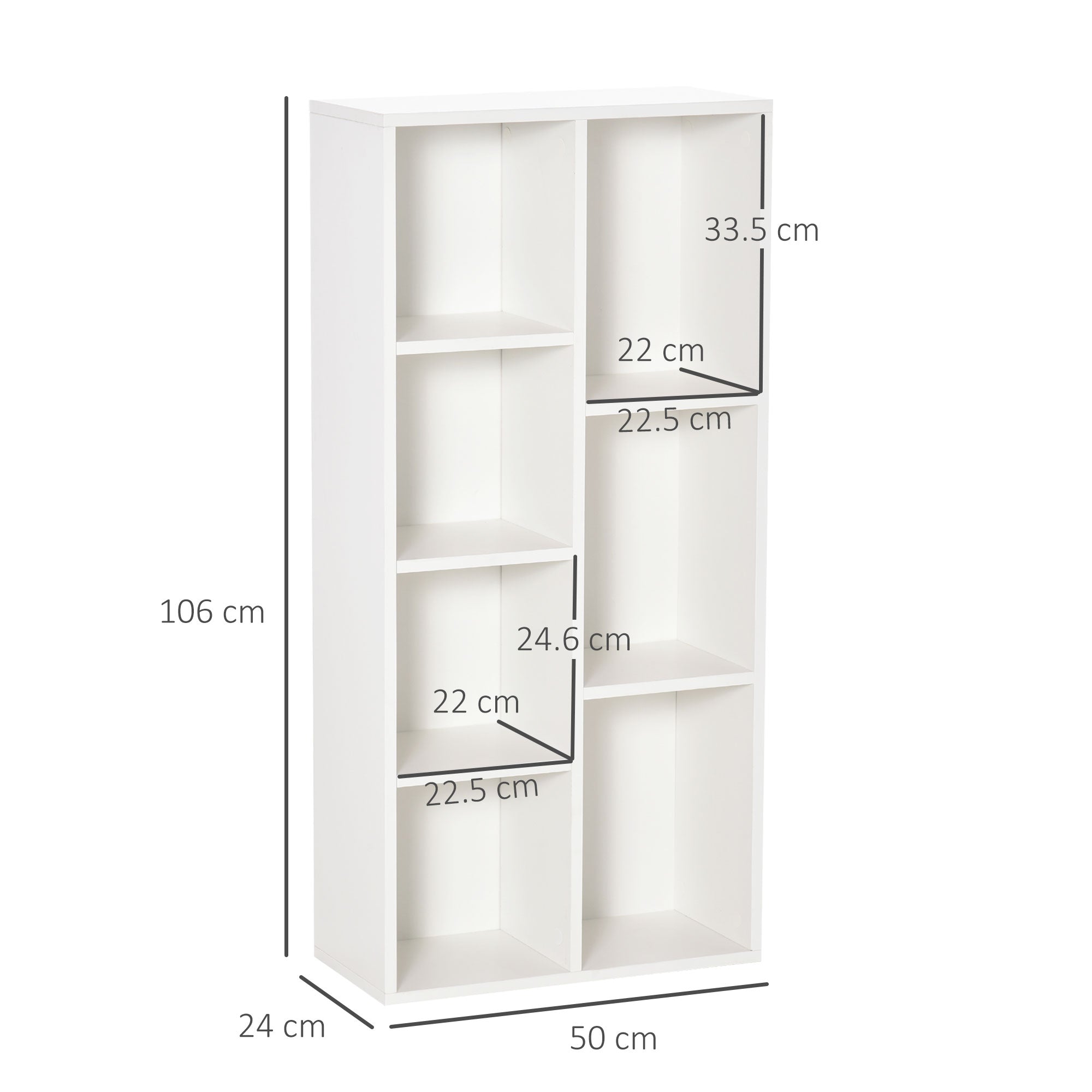Bookcase Seven-Cube Storage White Wood Effect