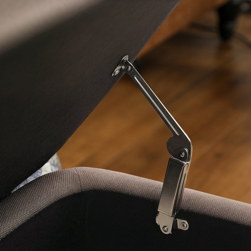 Storage Ottoman 92 x 31cm Dark Brown Linen-Look