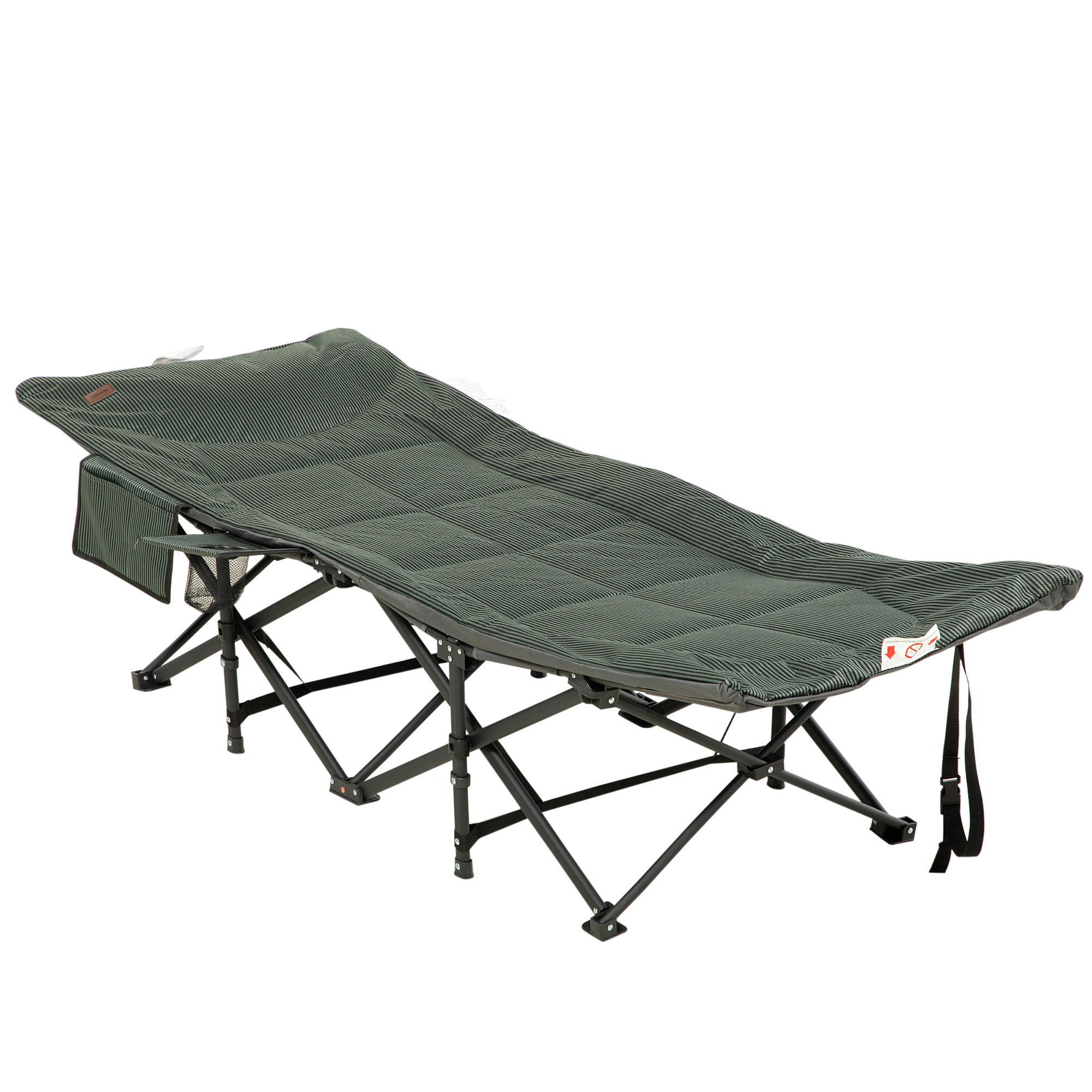 Foldable Camp Bed, Padded with Carry Bag and Cup Holder, Grey