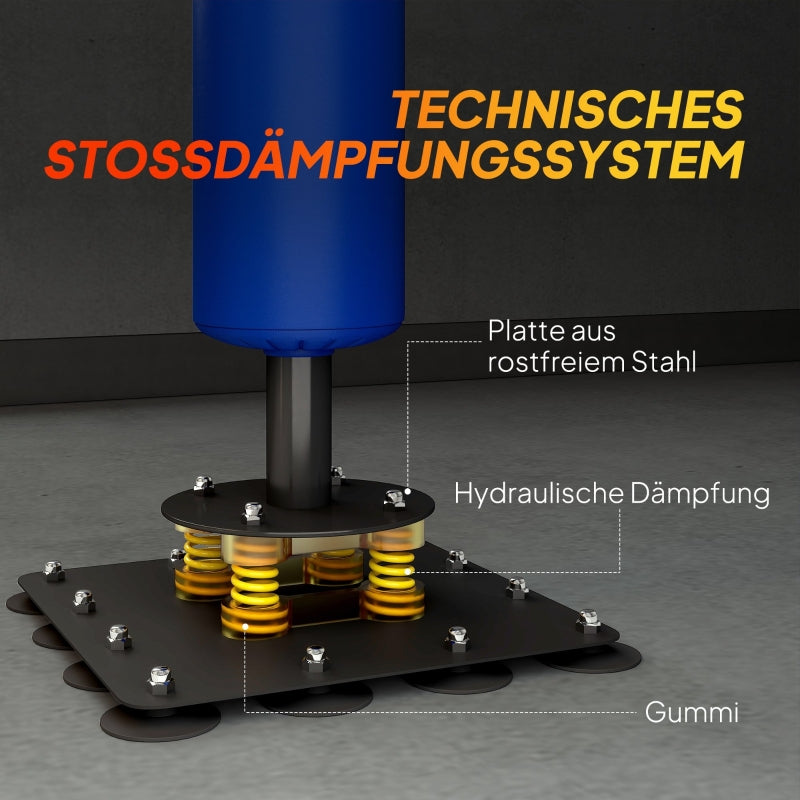 Boxing Stand Adjustable Height with Two Speedballs, Rotating Bar, Kick Pads Steel, Blue